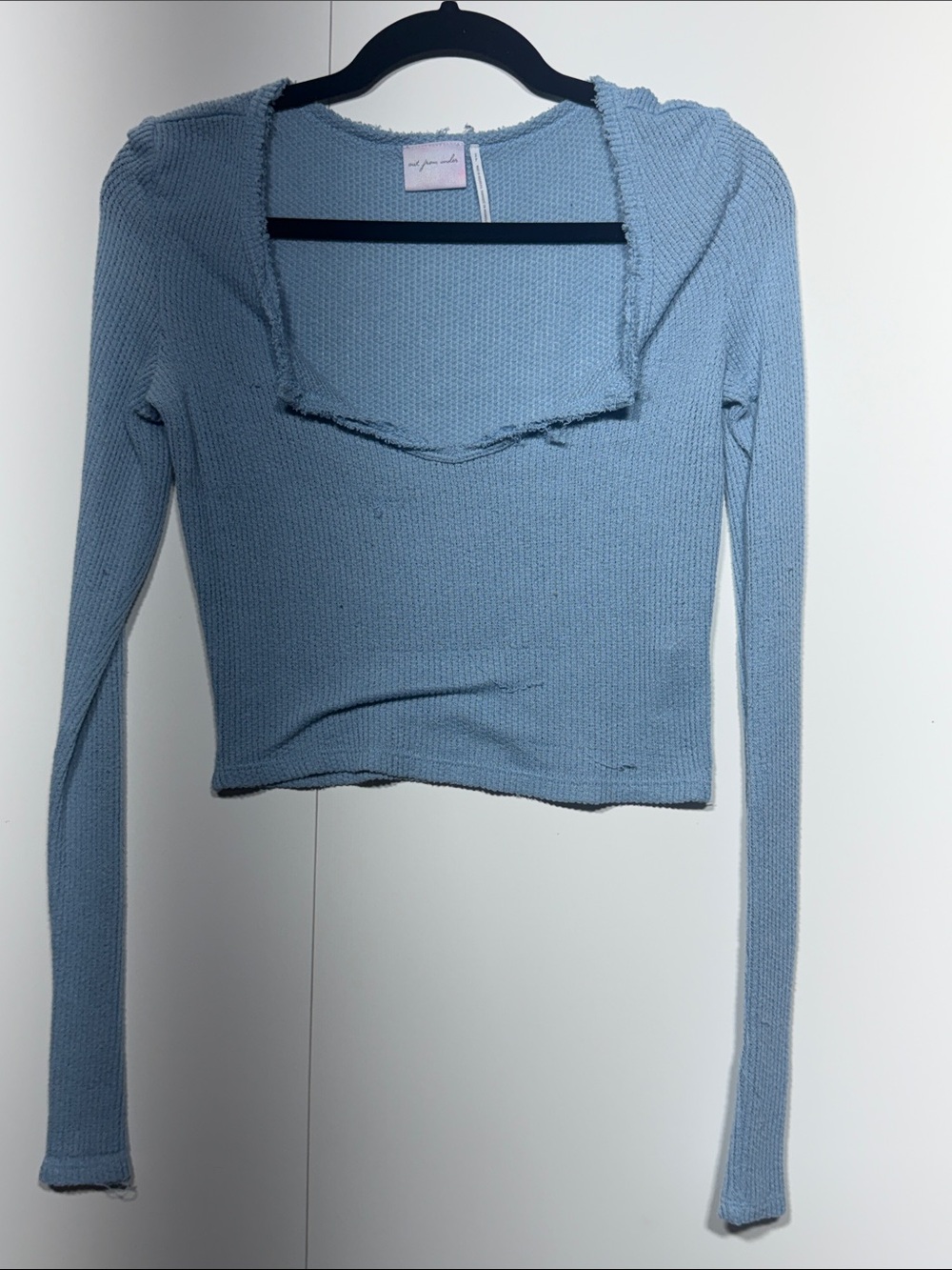 Urban Outfitters powder blue ribbed long-sleeve crop top